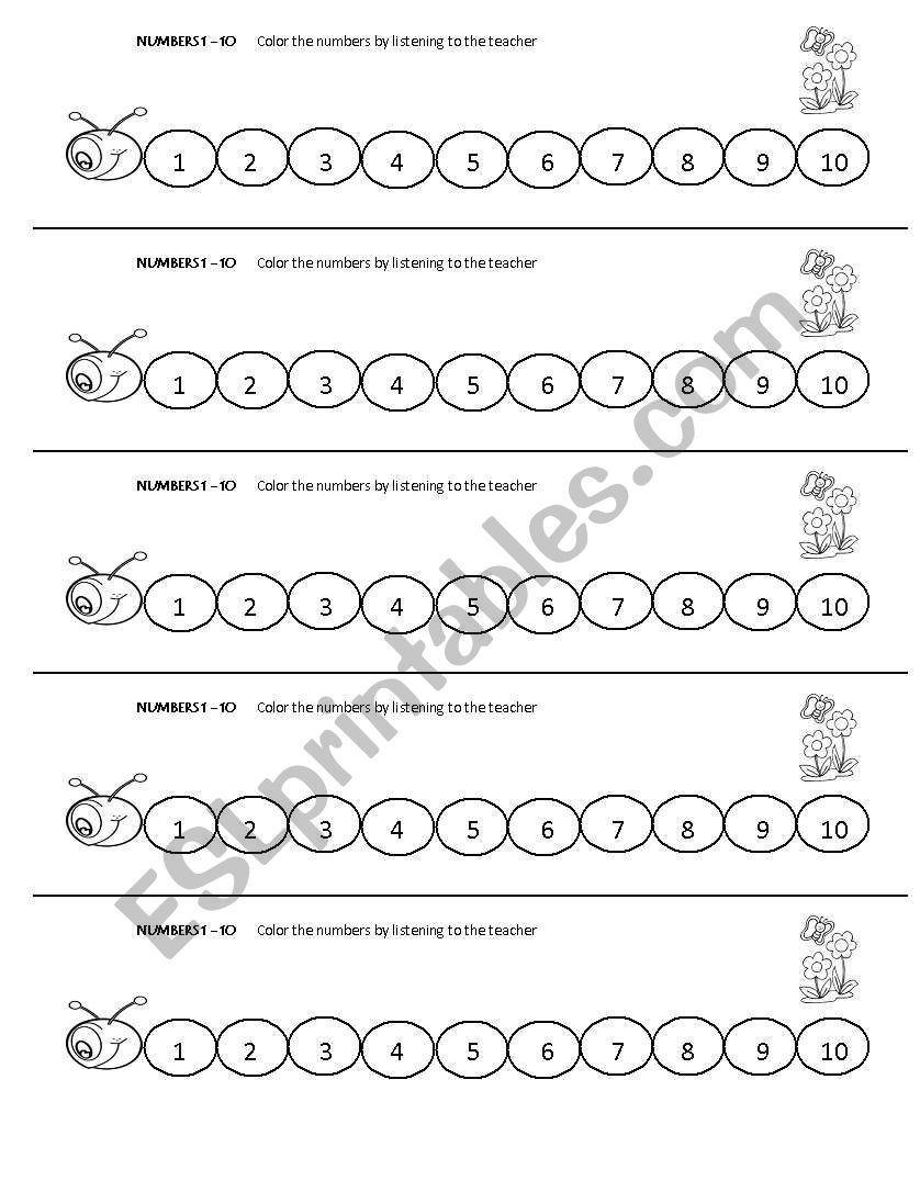 Numbers 1-10 worksheet