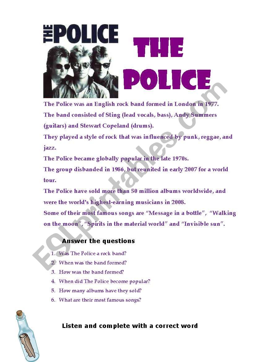 The police (Biography, Song, Vocabulary)
