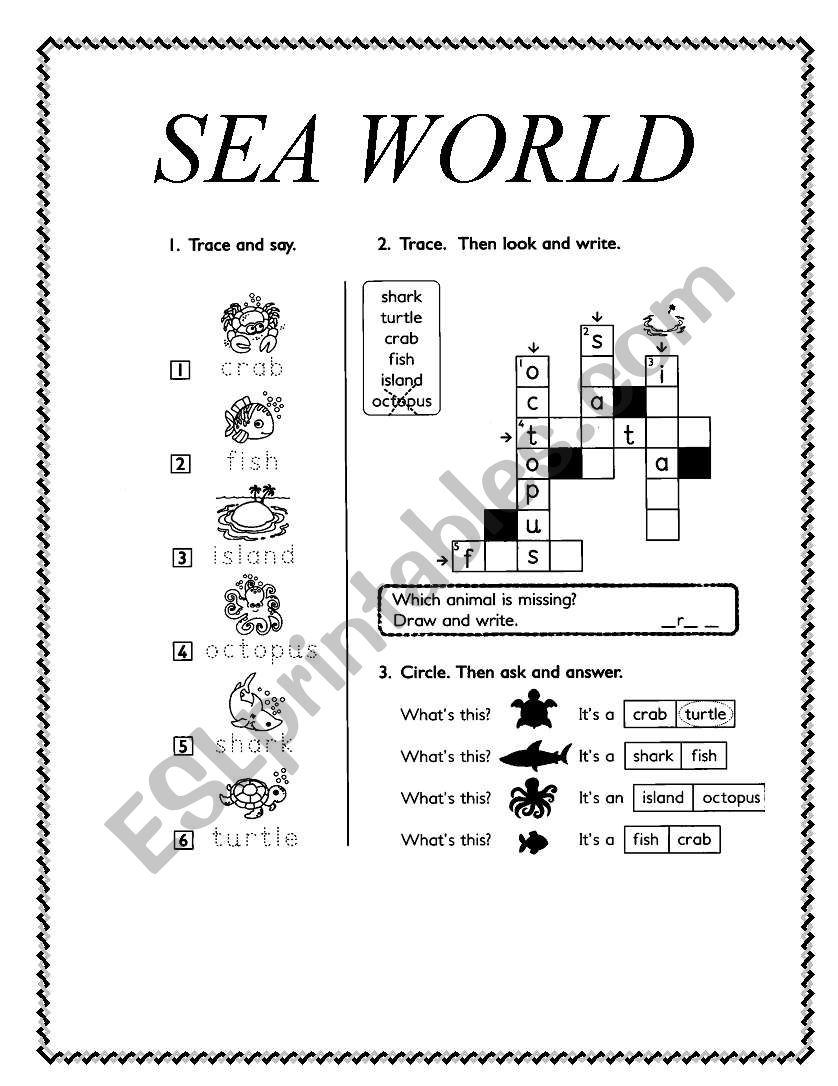 SEA WORLD worksheet