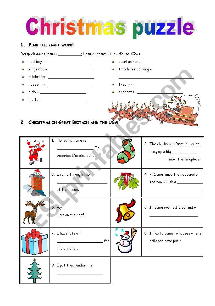 Christmas quiz worksheet