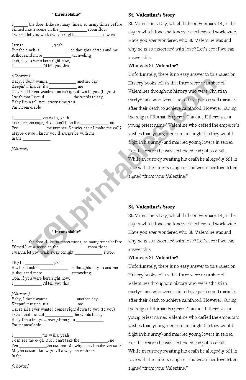 Inconsolable worksheet
