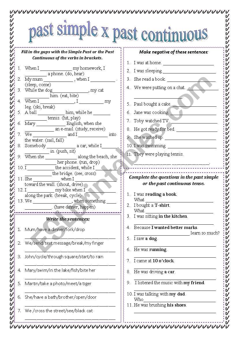 Past simple x continuous worksheet