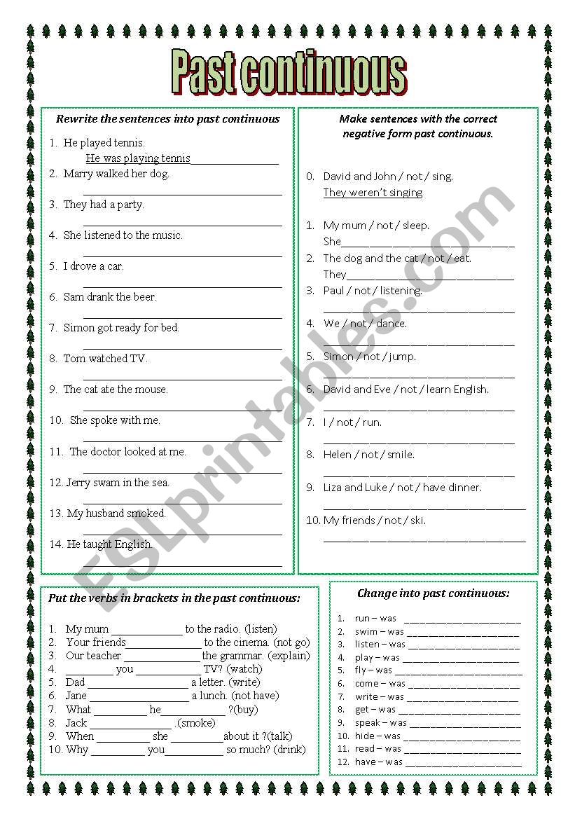 Past continuous worksheet