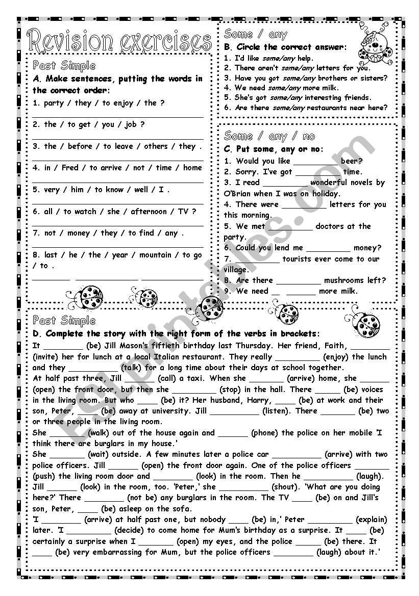 Revision exercises (with KEY) worksheet