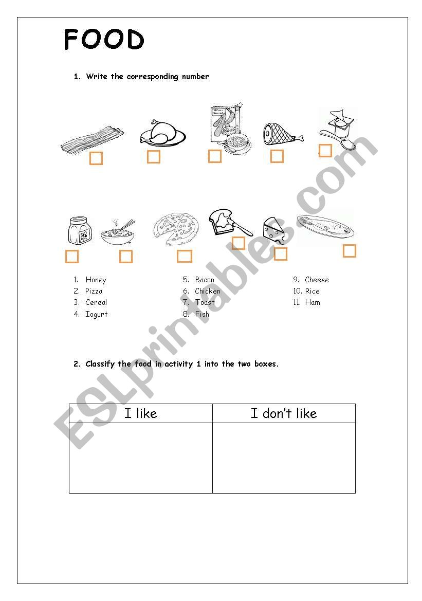 FOOD AND DO YOU LIKE? worksheet