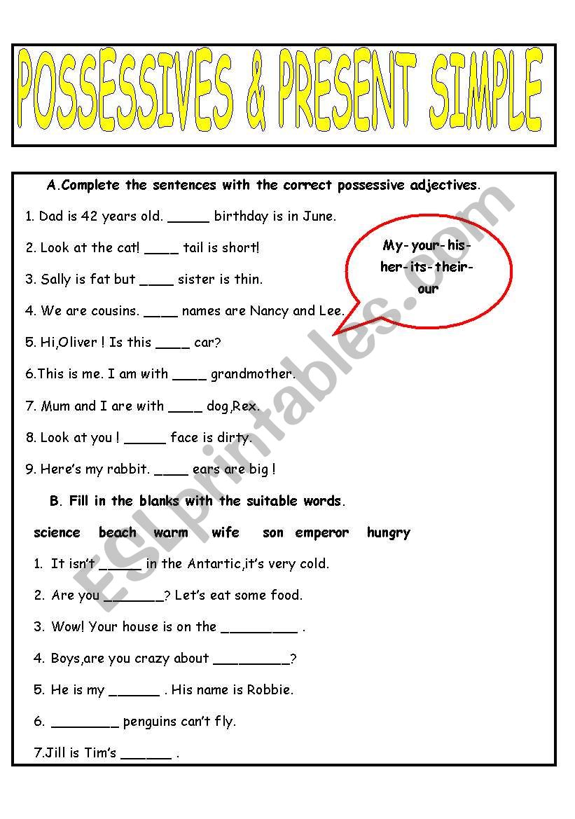 POSSESSIVES AND PRESENT SIMPLE