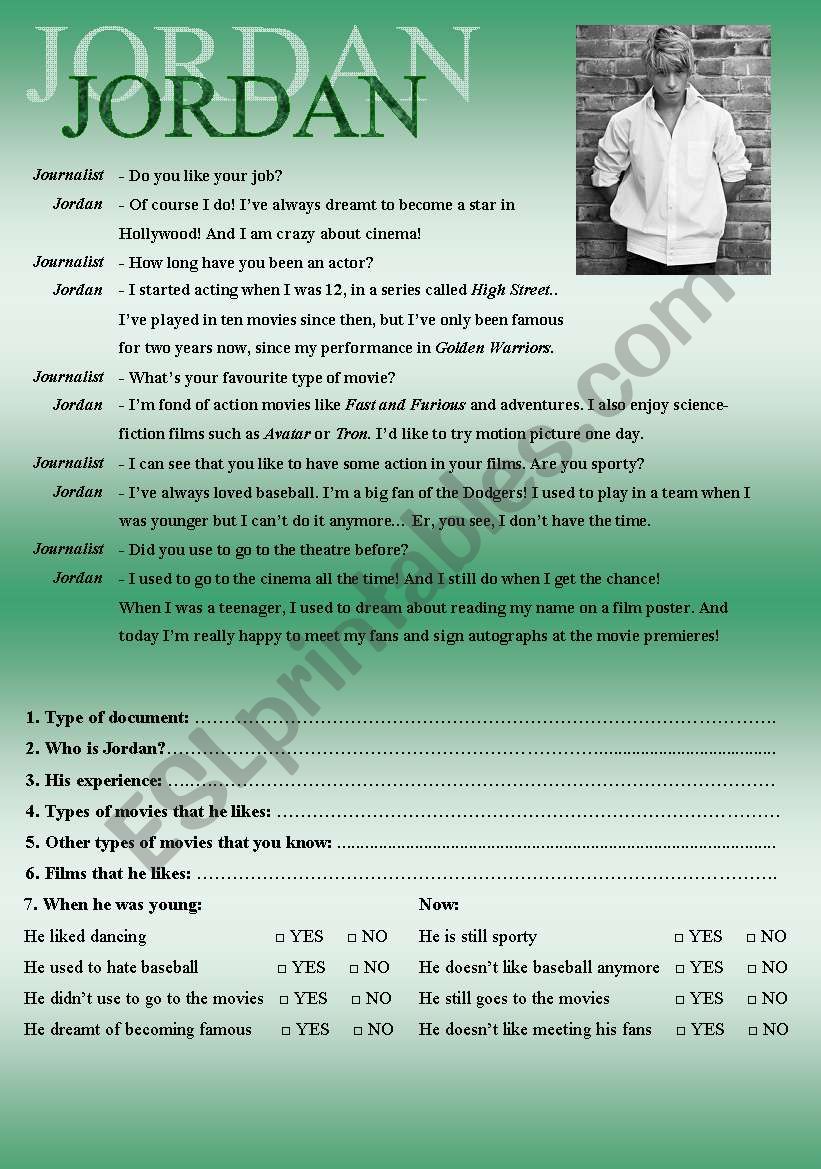 An interview worksheet