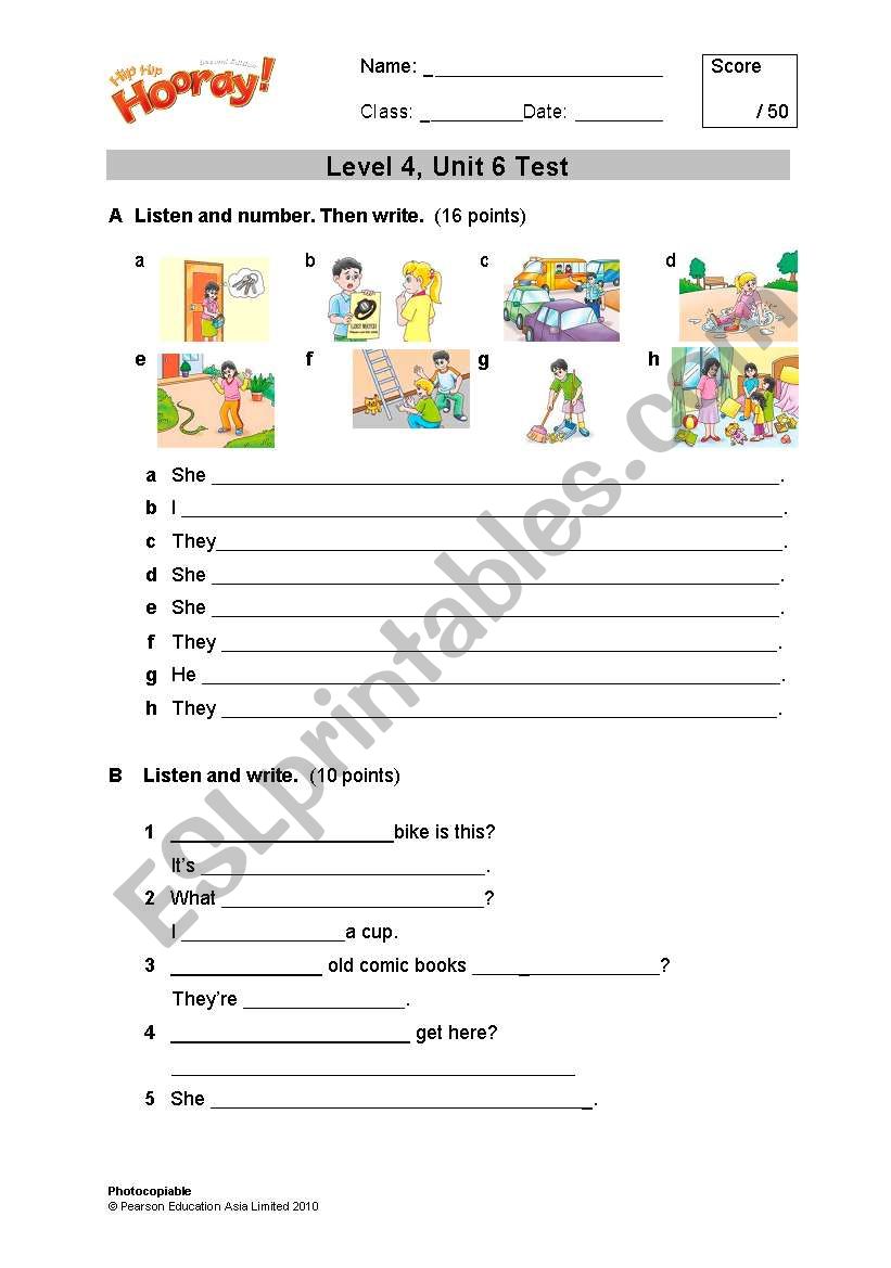 Complete sentences test worksheet