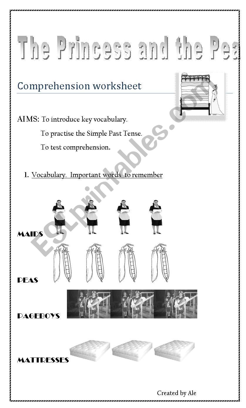 The Princess and the pea  worksheet