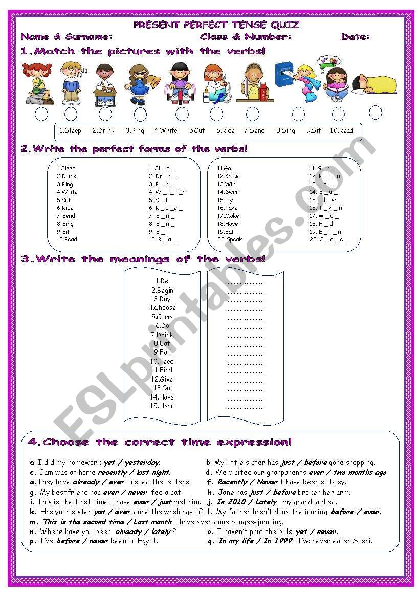 Present Perfect Tense*with all forms*