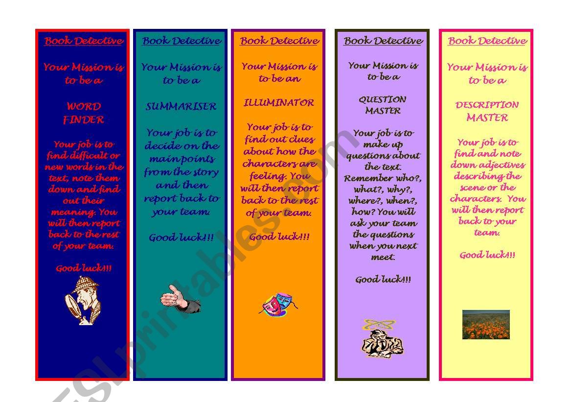 Book Detective Bookmarks for P2 and P3
