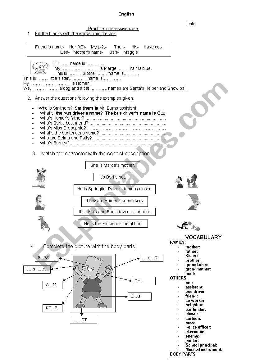THE POSSESIVE AND GENITIVE CASE- THE SIMPSONS