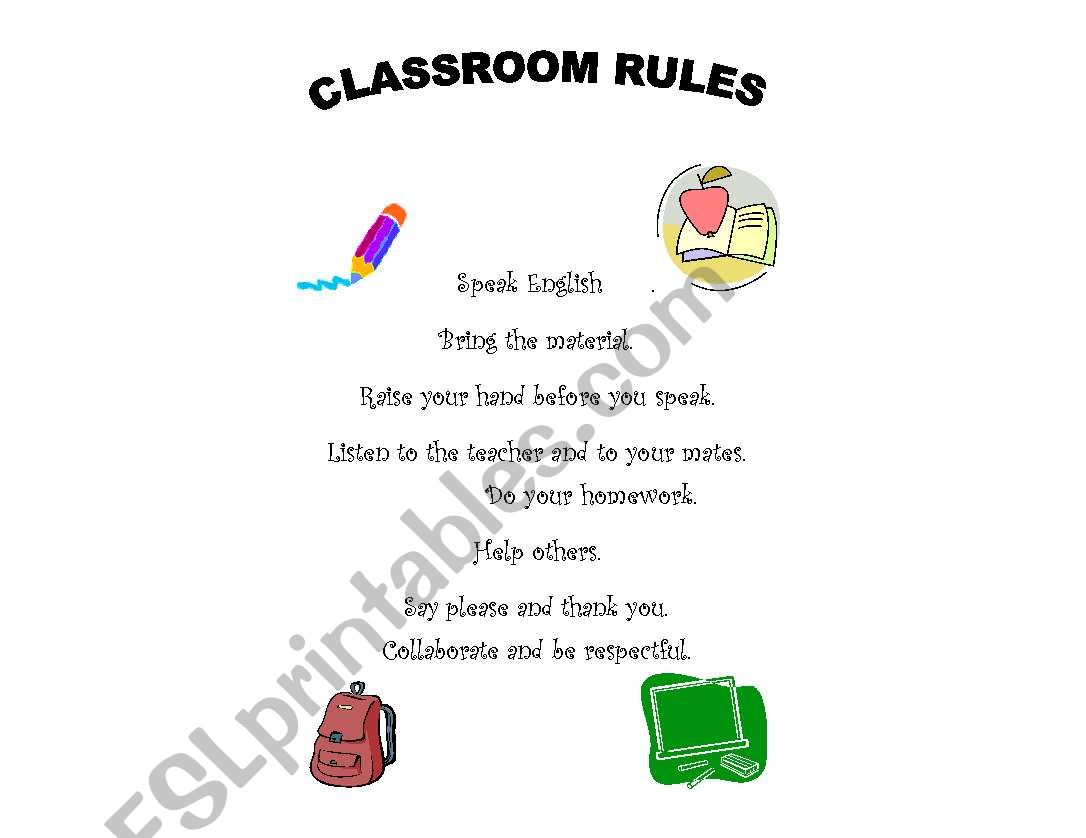 classroom rules worksheet
