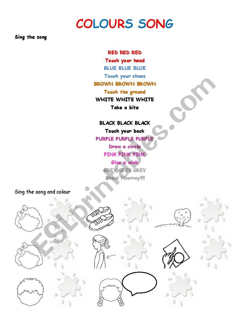 colours song worksheet