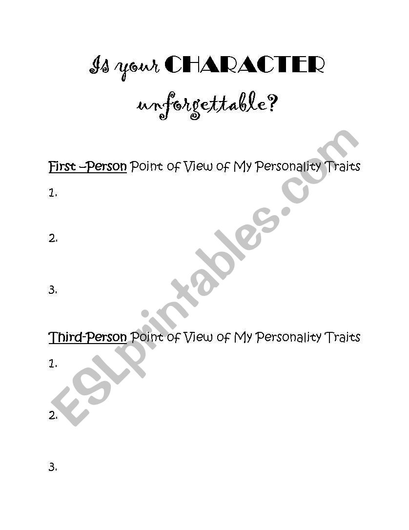 First and Third Person worksheet