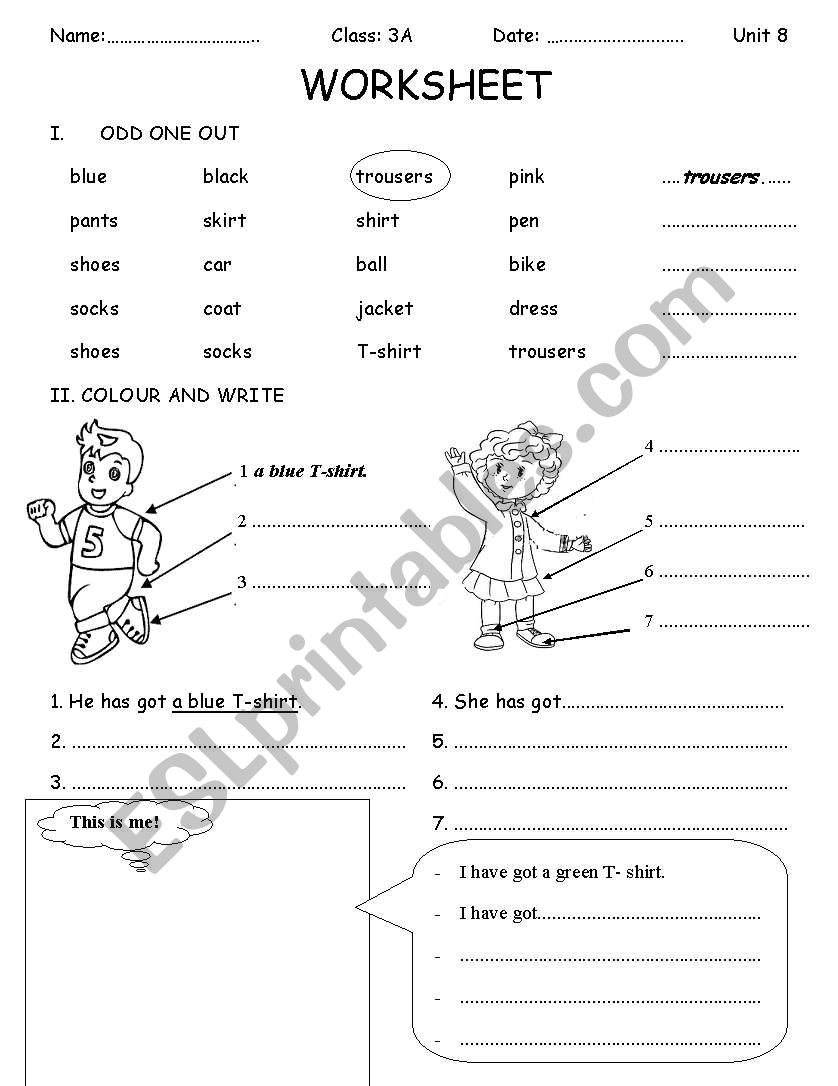 clothes worksheet