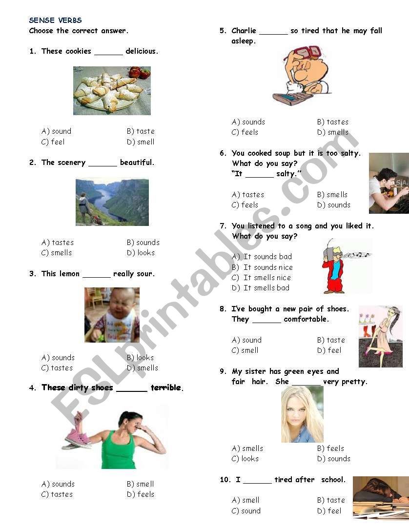 Sense verbs worksheet