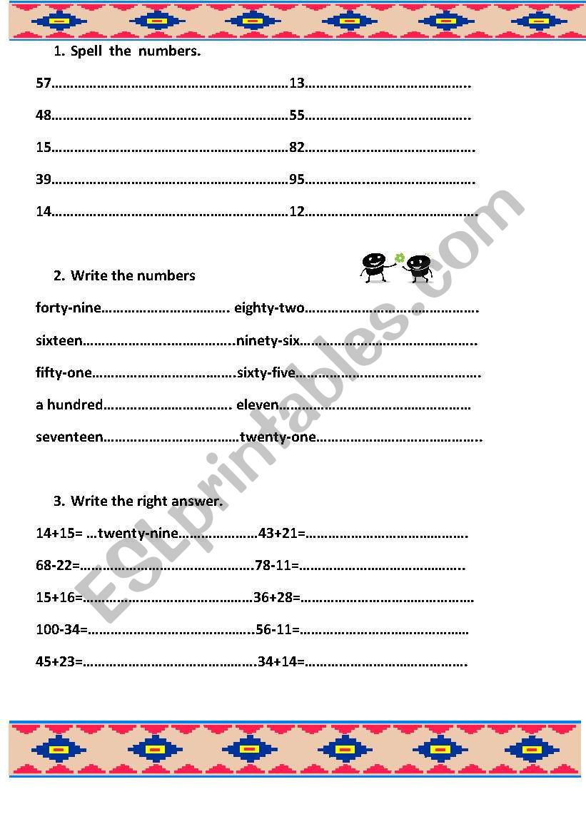 Numbers 1-100 worksheet