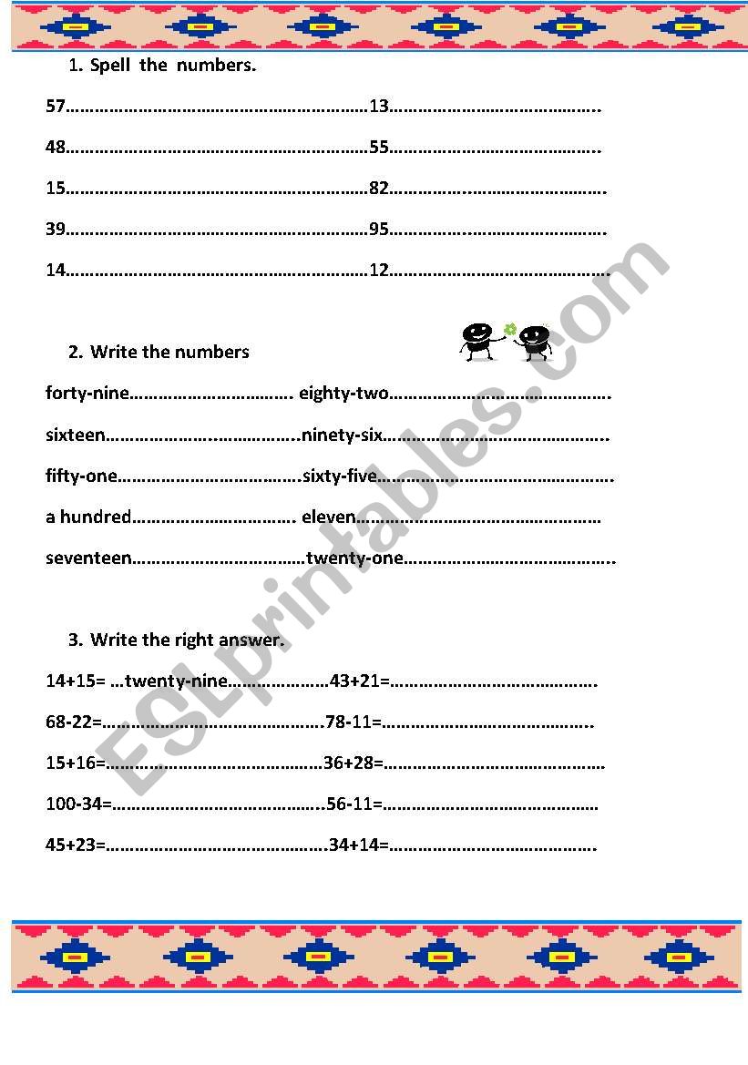 Numbers 1-100 worksheet
