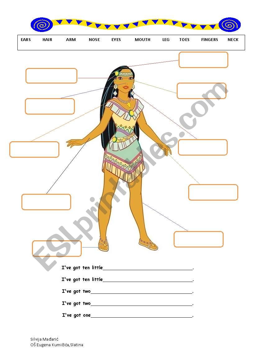 Body parts worksheet