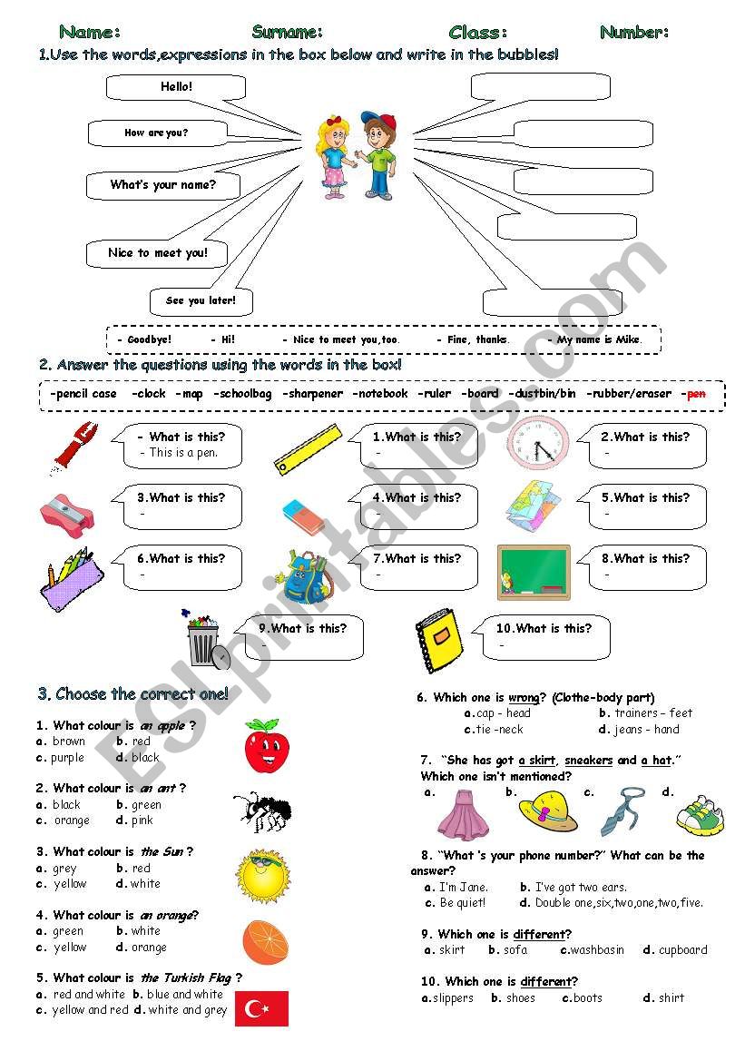 Exercises for new learners worksheet