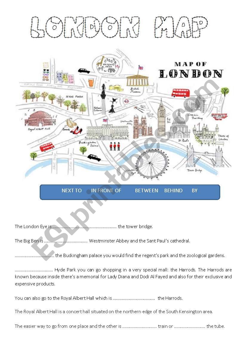 LONDON MAP worksheet