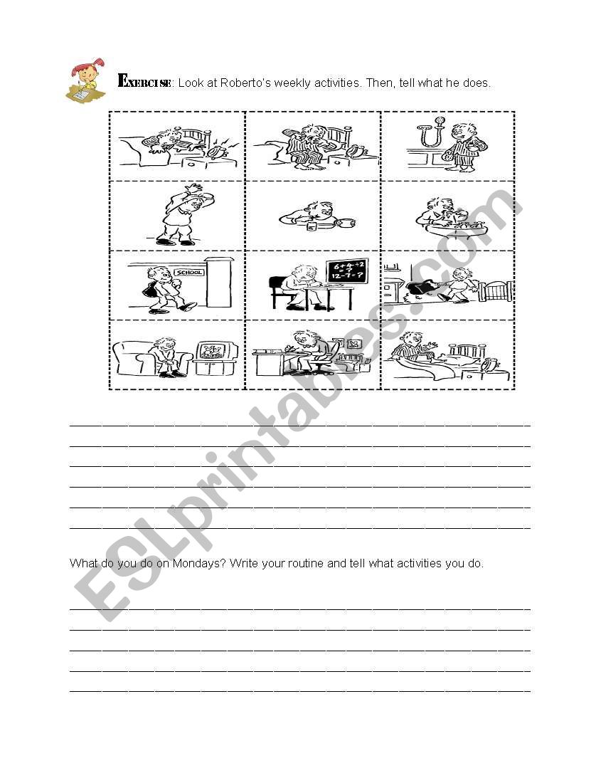 Robertos daily routine worksheet