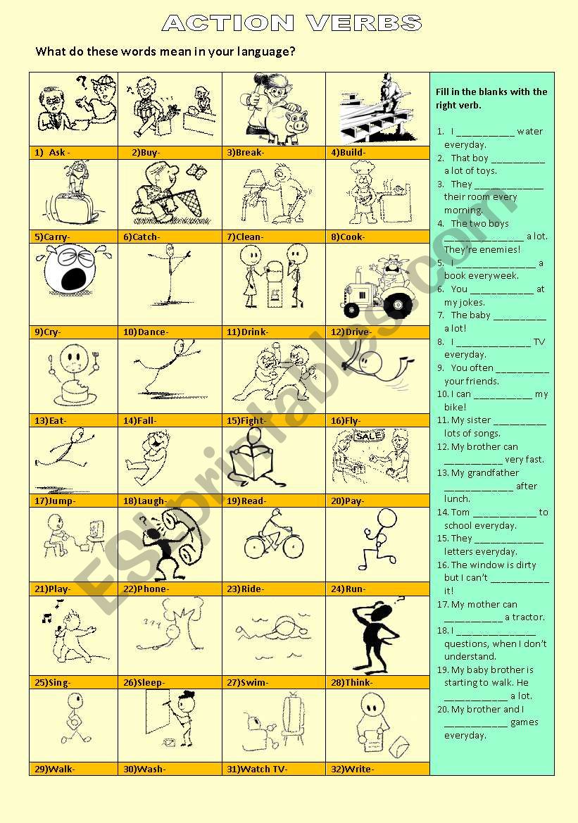 Action Verbs  worksheet