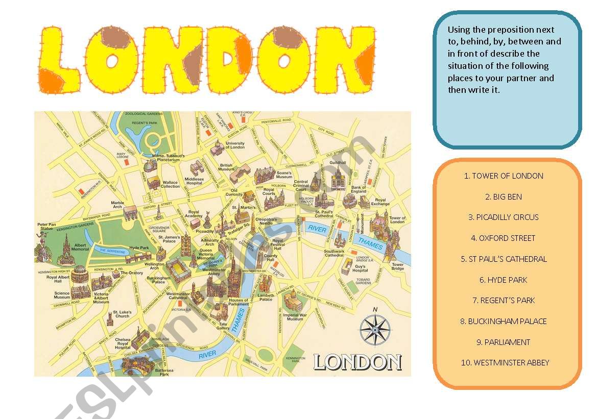 PREPOSITIONS OF PLACE worksheet