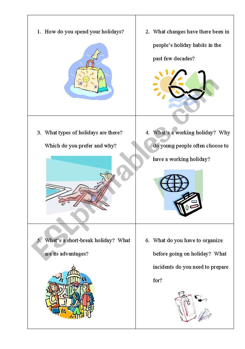 HOLIDAYS and TOURISM Talking Cards