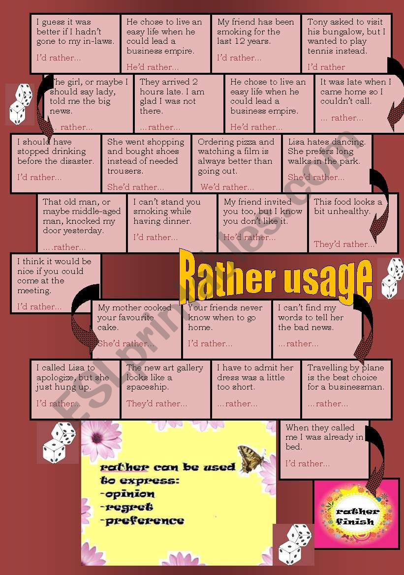 (Would)Rather usage boardgame worksheet