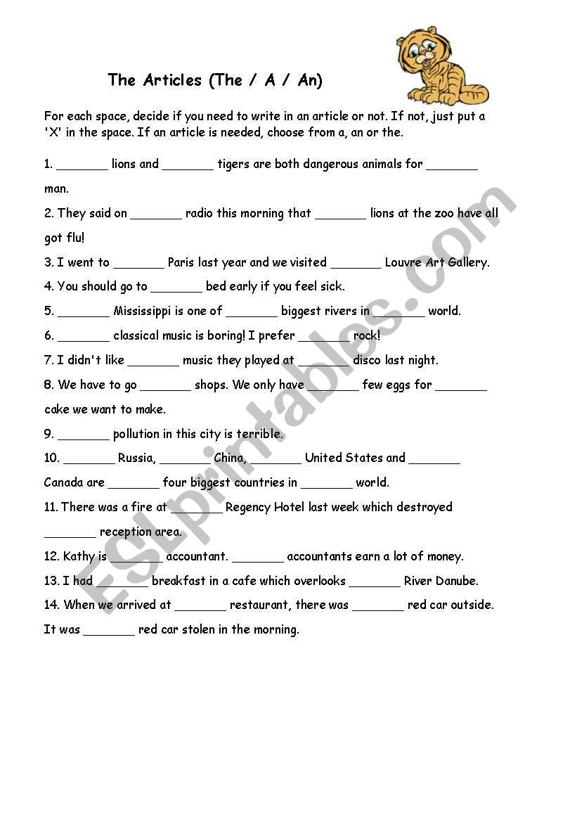 The Articles worksheet
