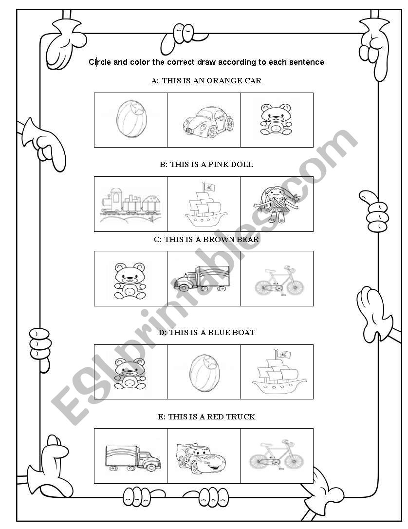 colors and toys worksheet