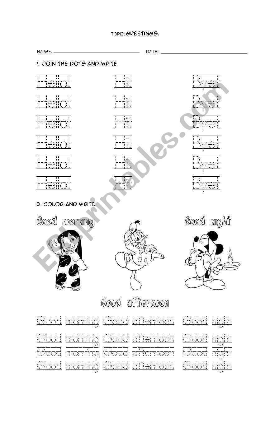 Greetings worksheet