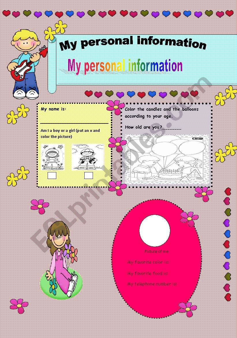 Personal information worksheet