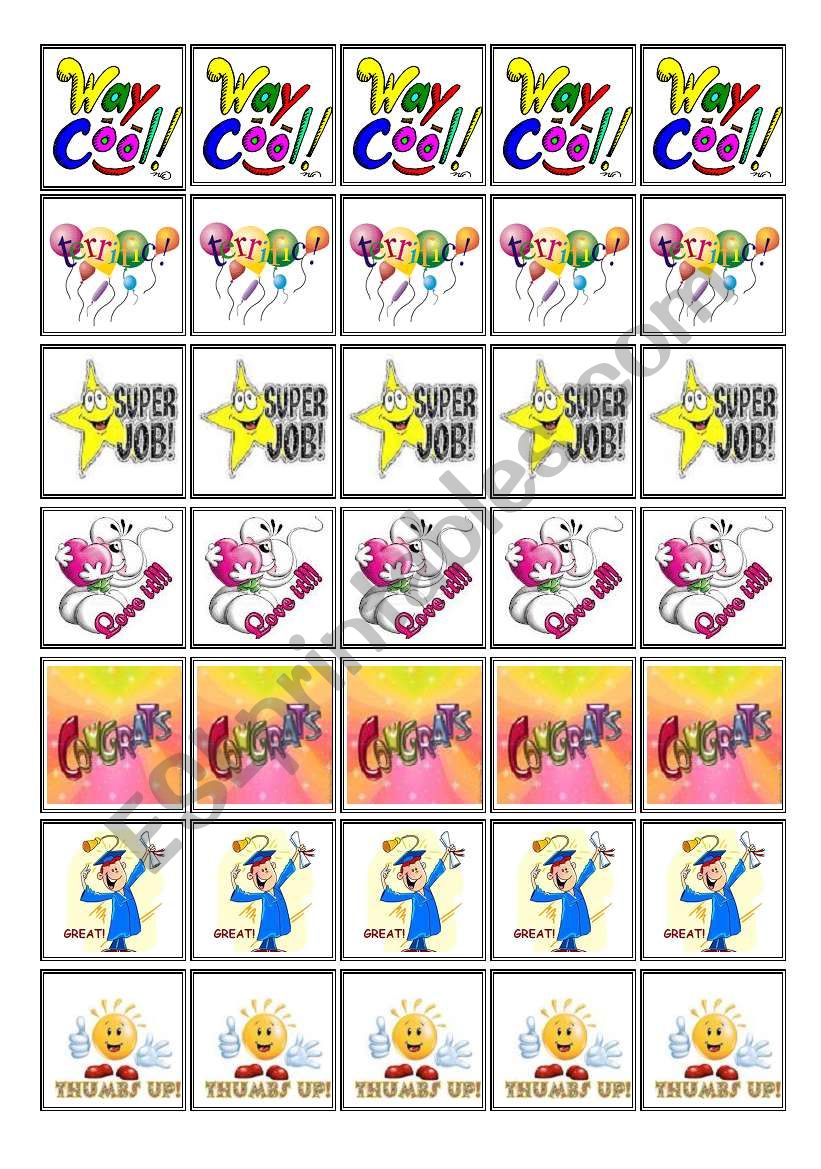 AWARD STICKERS II worksheet