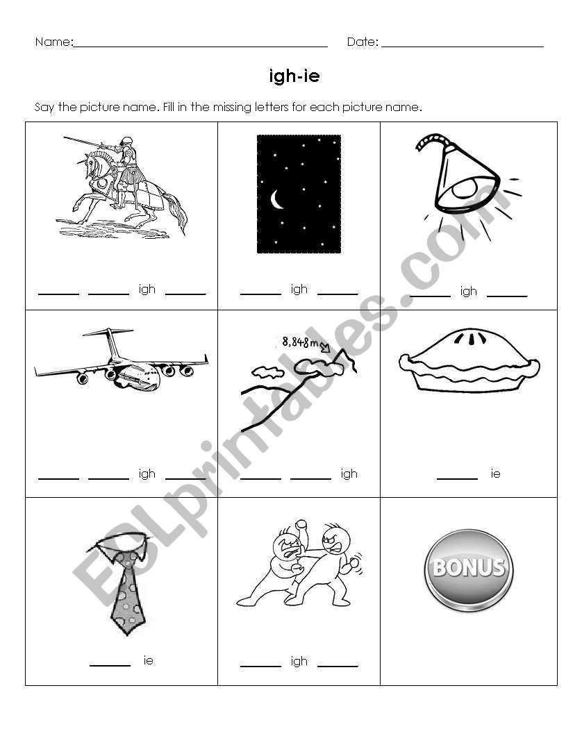 igh-ie worksheet