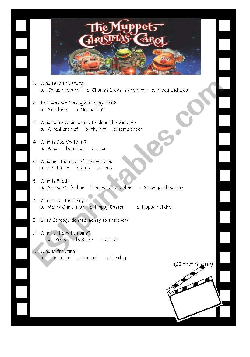 MUPPETS THE CHRISTMAS CAROL worksheet