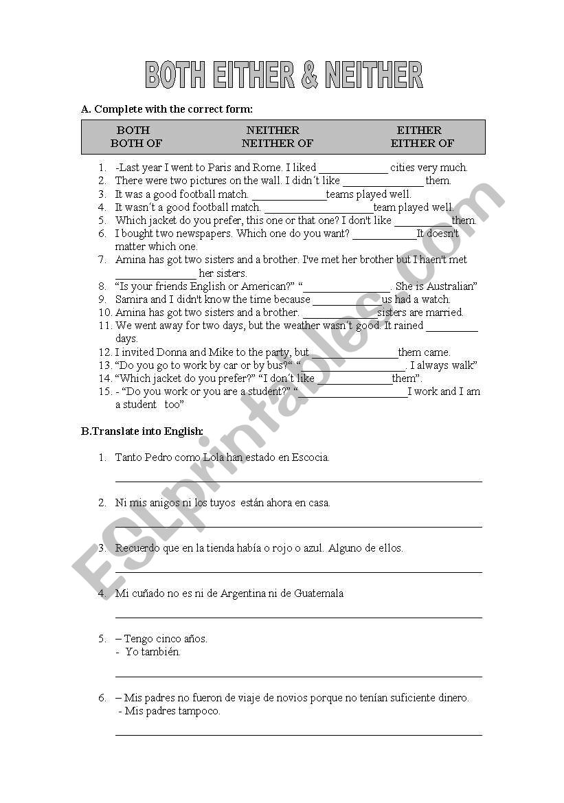 Both either neither worksheet