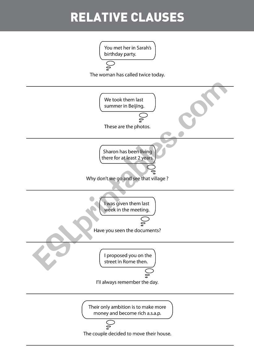 Relative Clauses worksheet