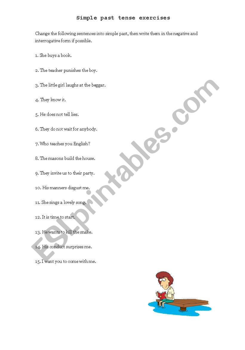 Simple Past tense exercises worksheet