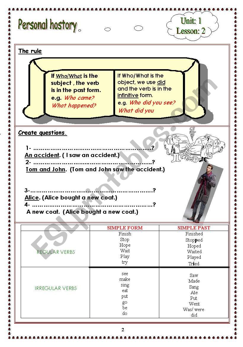 unit one worksheet