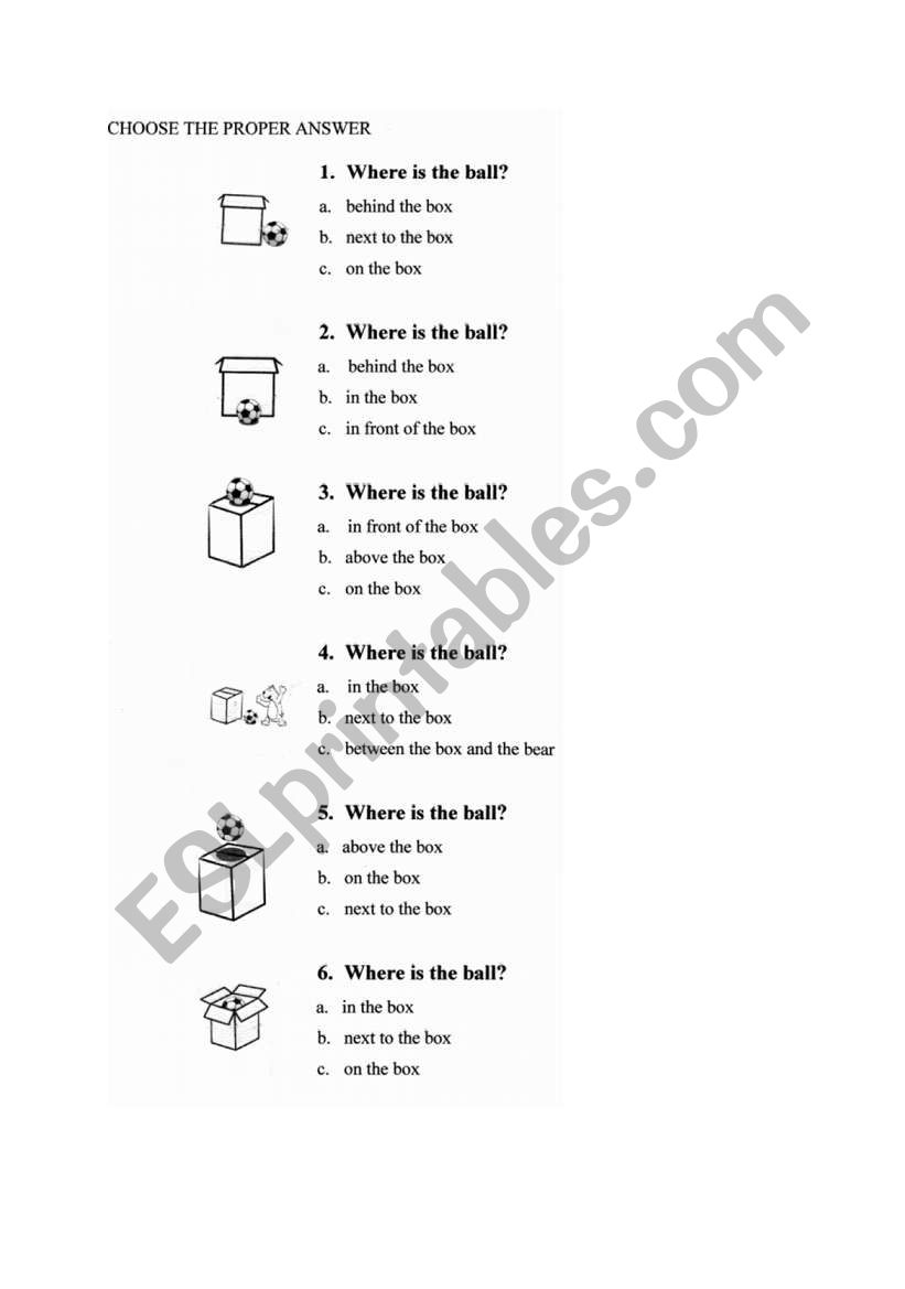 prepositions of place worksheet