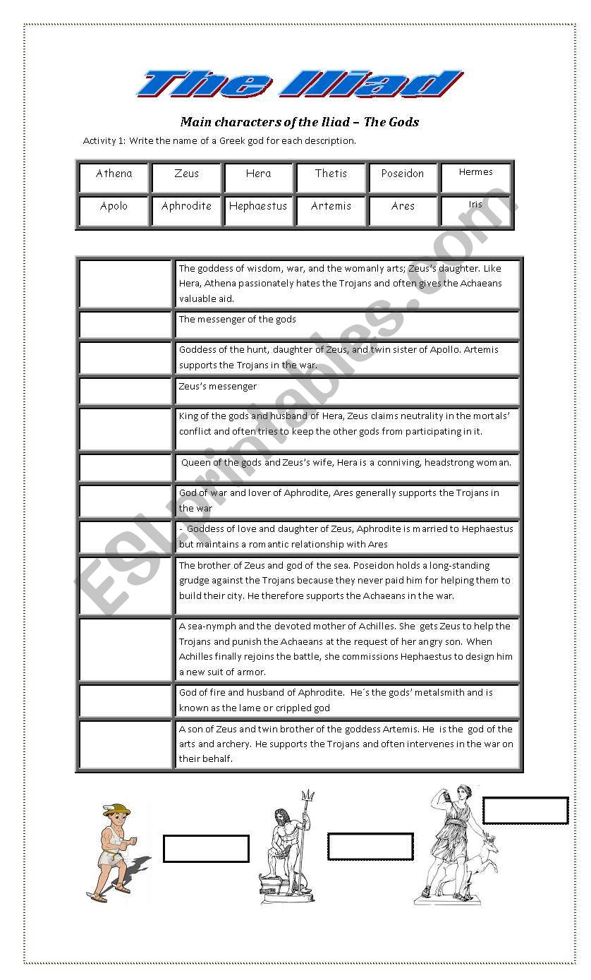 The Iliad-  worksheet