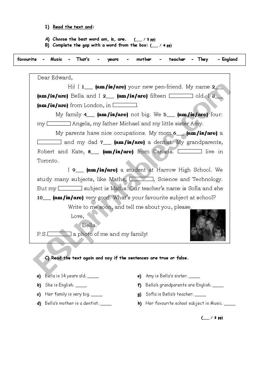 Read, complete and asnwer worksheet