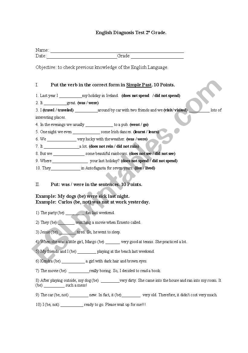 diagnosis test or basic exercises.