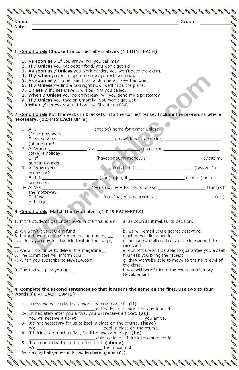 Conditional worksheet worksheet