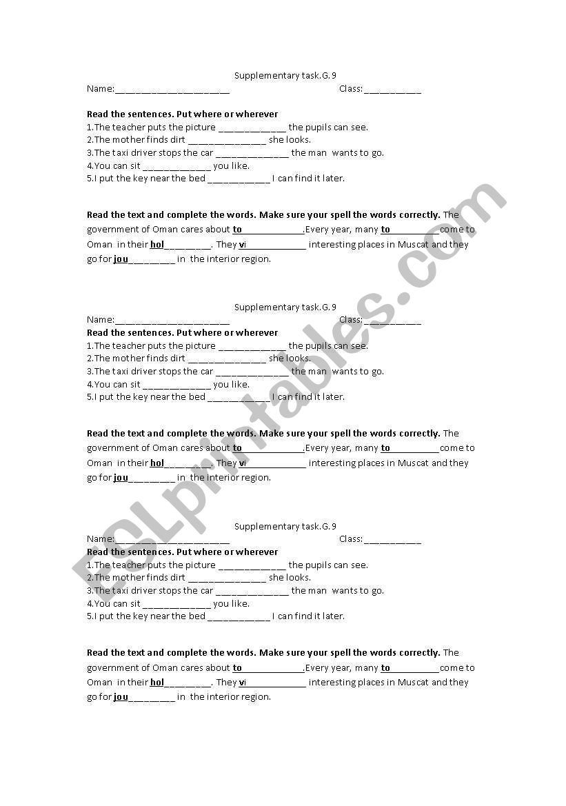 where &wherever worksheet