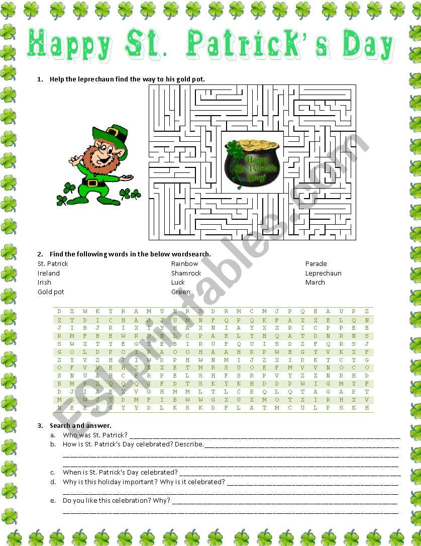 St. Patricks Day  worksheet
