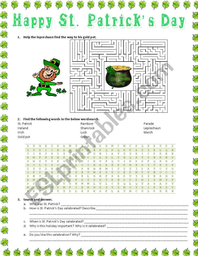 St. Patricks Day  worksheet